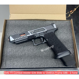 EMG TTI COMBAT MASTER G34 SLIDE W/ OMEGA FRAME GBB (BY APS CUSTOM) - BLACK / Silver