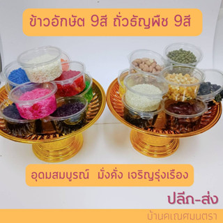 ชุด ข้าวอักษัต 9 สี ถั่วธัญพืช 9 สี ไม่รวมพาน ผลิต ปลีก ส่ง ถวายชุดใหญ่ แด่องค์เทพทั้งปวง พระพิฆเนศ พระแม่ลักษมี  ร่ำรวย