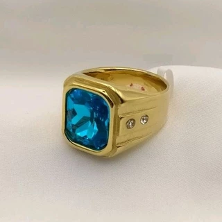 แหวนสแตนเลสยิงเลเซอร์แท้100% ตี18k มืพลอยใหเลือก 4 สี