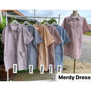 เดรสเชิ้ตคอปกบัว " Merdy Dress"ผ้าเชิ้ต กระเป๋าแปะ2ข้าง ผ้าไม่บางน่าา ไม่โป๊ กระดุมติดได้ทั้ง3เม็ด พร้อมส่ง