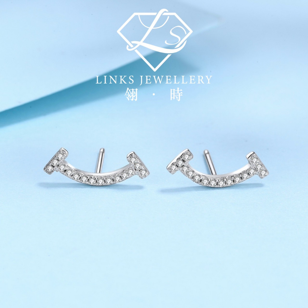 ［Real Moissanite］Can Pass Diamond Test 18K Gold Simple Smile Earrings ME011 Diamond Earrrings/Moissa