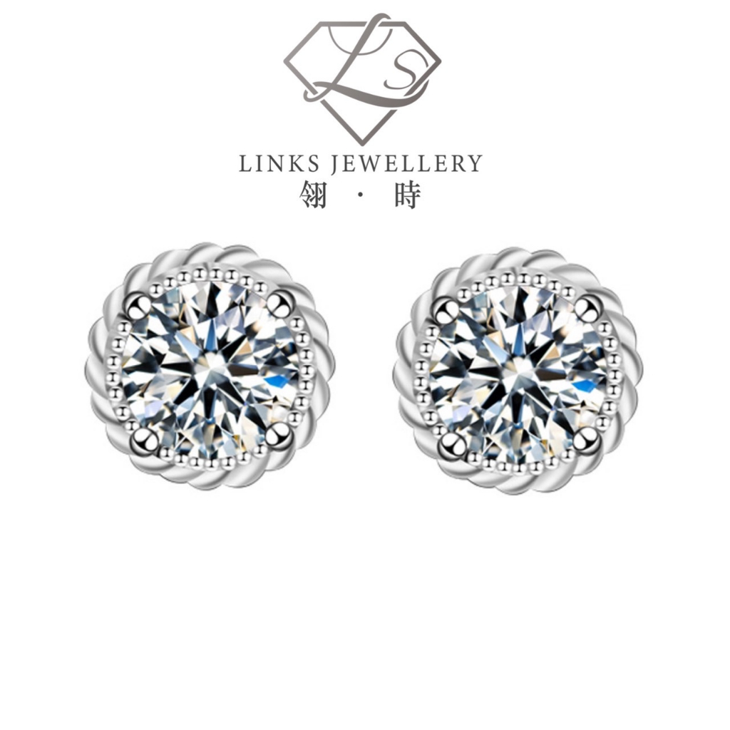 ［Real Moissanite］Can Pass Diamond Test 18K Gold Small Crown Earrings MEG033 Diamond Earrrings/Moissa