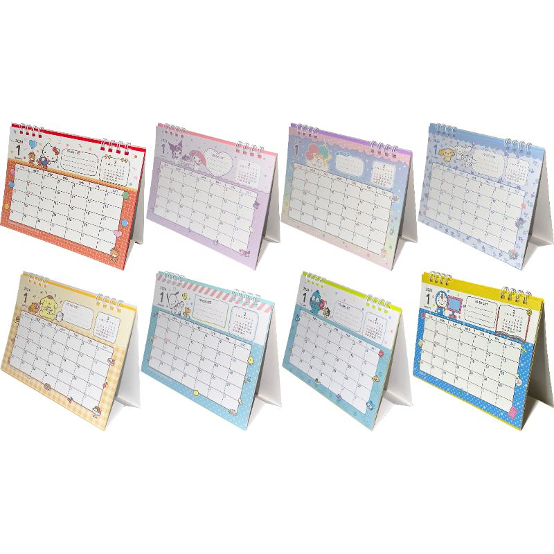 【Direct from Japan】Sanrio, Japan Anime Desk Ring Japanese Calendar 2024 Year 12 month 18 × 14 × 7.5 cm Stationery Japan (Hello Kitty, My Melody & Kuromi, Little Twin Stars, Cinnamoroll, Pompompurin, Pochacco, Hangyodon, Doraemon)