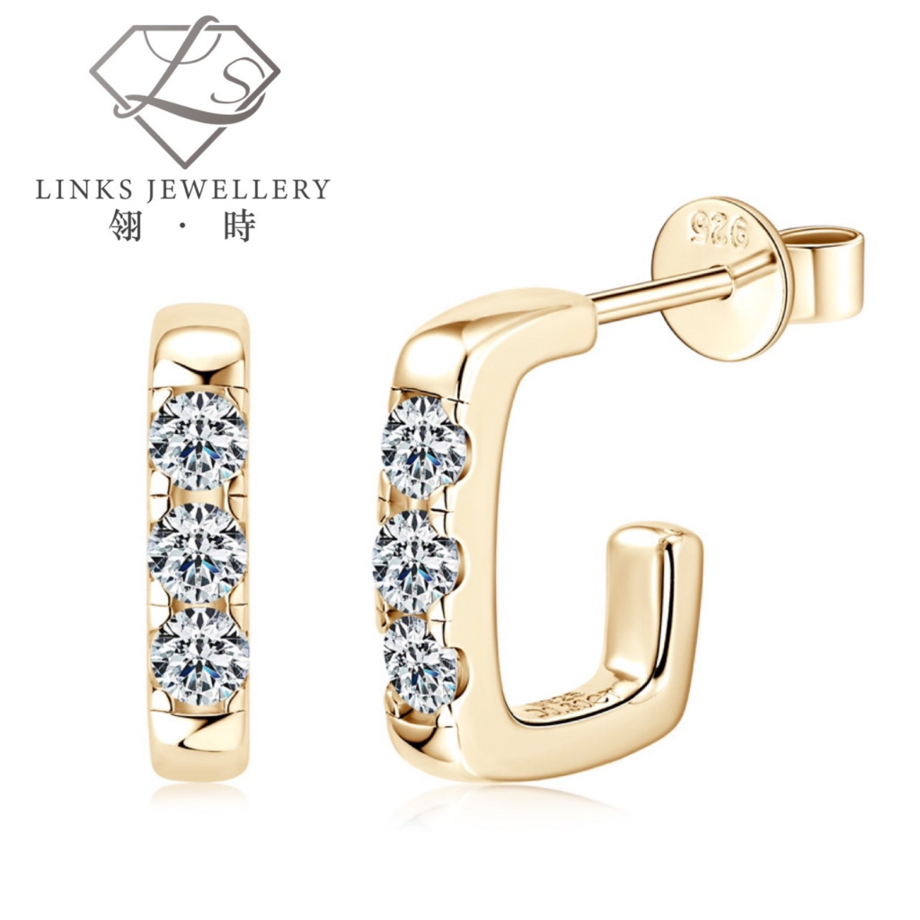 ［Real Moissanite］Can Pass Diamond Test 18K Gold Square Earrings ME032 Diamond Earrrings/Moissanite E