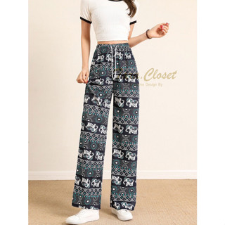 COM001 TARA Pants กางเกงช้างทรงขาปล่อย  ผ้าดีพรีเมี่ยม ผ้าเบาใส่สบาย ใส่แล้วขาไม่เต่อ​ เนื้อผ้านุ่มลื่น กางเกงเอวยางยืด มีเชือกรูดใช้งานได้จริง