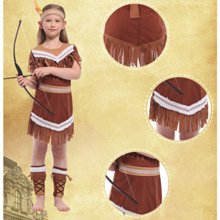 ชุดแฟนซี อินเดียแดง สำหรับ เด็กผู้หญิง Pretty Indian Girl / Princess Huntress Fancy Costume For Kids Halloween