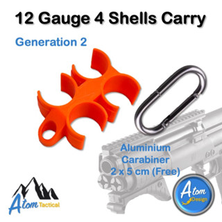 ชุดพกพาลูกขนาด 12 GA แบบ 4 ลูก Gen 2 พร้อมห่วงคาราบิเนอร์ - 12 Gauge x 4 Shells Carry Gen 2 with Carabiner [Atom Design]