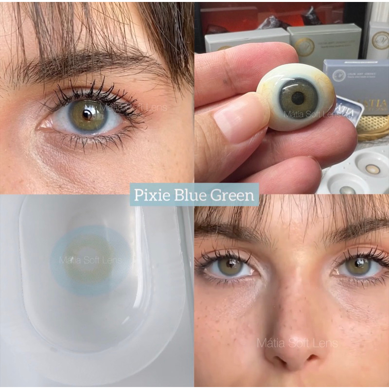 Pixie Blue Green คอนแทคเลนส์นำเข้า รายปี 390.- มีค่าสายตา (รูม่านตาเล็ก)