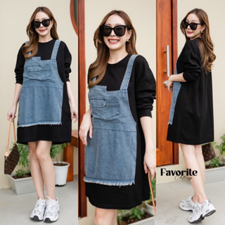 🌈🌿🌸🌼🌺💙🤎🇰🇷 Cotton Patch Jeans BiB Style Long Sleeve Dress