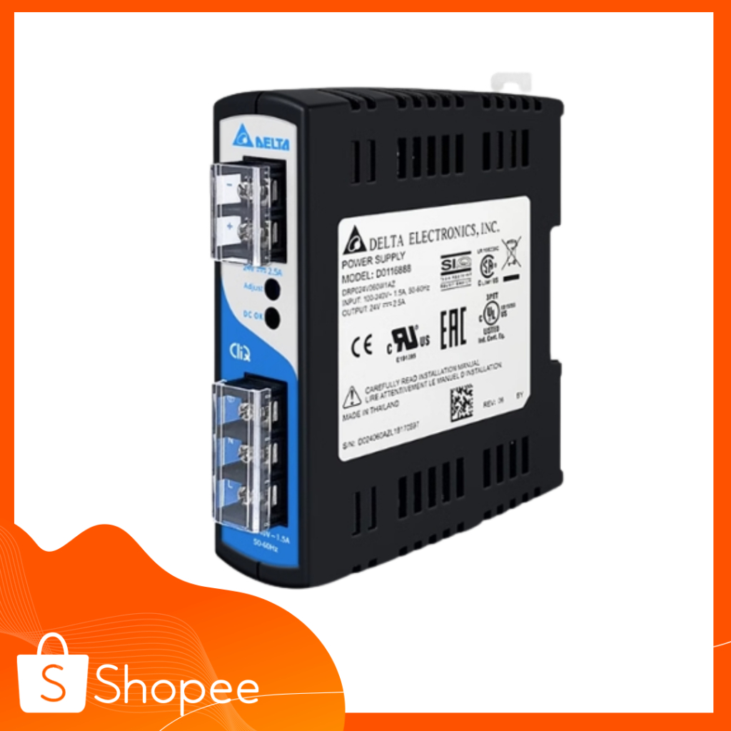 Delta Power Supply DRP024V060W1AZ 24V/2.5A (60W) ,Input 220 AC 1Phase