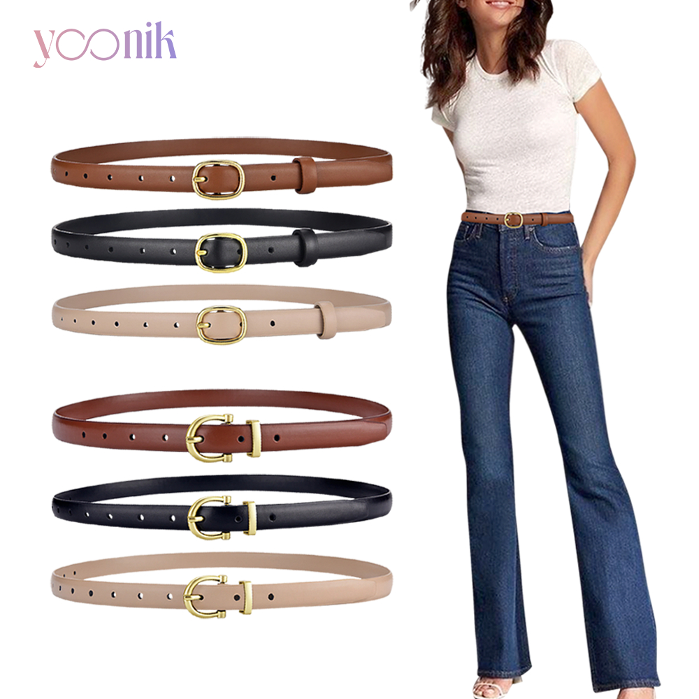 Yoonik เข็มขัดหนัง PU ประดับหมุด แฟชั่น มีให้เลือก 3สี เหมาะสำหรับผู้หญิง