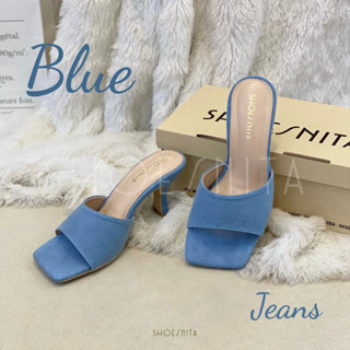 💙NEW💙 รองเท้าส้นสูง ผ้ายีนส์  หัวตัด 2.5 นิ้ว 36-42 SHOESNITA