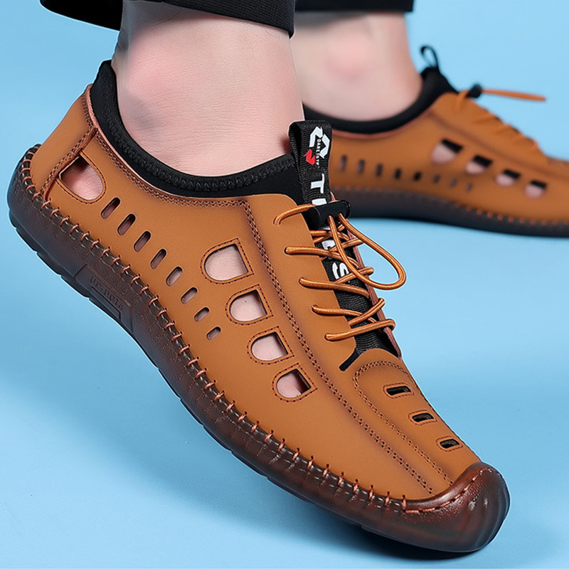 Intelscore รองเท้าแตะ หนังนิ่ม ระบายอากาศได้ดี ป้องกันการลื่น รองเท้าแตะผู้ชายกลวง Hiking Shoe🖤จัดส่งที่รวดเร็ว - รูปที่ 7