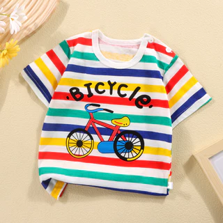 Babyonline(Y152)B3 (ส่งด่วน1วัน)เสื้อยืดคอกลมแขนสั้นลายการ์ตูน ผ้าฝ้าย ระบายอากาศ