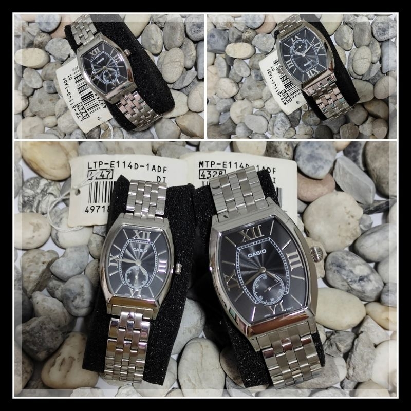 Casio นาฬิกาสายสเตนเลส รุ่น LTP-E114D-1ADF นาฬิกาผู้หญิง , MTP-E114D-1ADF นาฬิกาผู้ชาย
