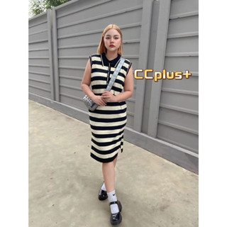 CiCi Plus+(8158)Plus size+ เดรสแขนกุด คอปก ดีเทลแต่งกระดุม เหมาะกับสาวทุกสไตล์ เกาหลีเกาใจ