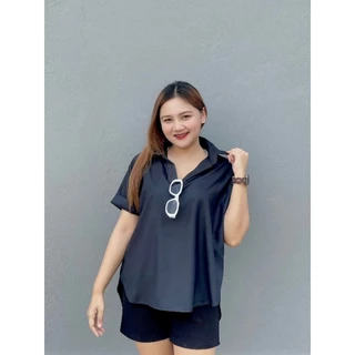 เสื้อเชิ้ตแขนสั้น ผ้าคอตตอน ฟรีไซส์/โอเวอร์ไซส์