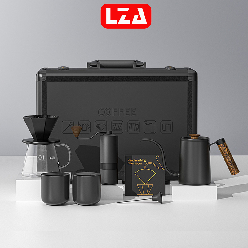 กาแฟดริป gift box set ชุดเซทกาแฟของขวัญ Drip Coffee Set 1 ชุดมี 7 ชิ้นเครื่องบดเมล็ดกาแฟ กรองกาแฟ เหยือกดริปกาแฟ กาดริปก