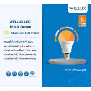 [Clearance]WELLUX หลอดไฟนวัตกรรมสำหรับการพักผ่อน ชิปซัมซุง 9W แสงวอร์ม LED Bulb iDream ขั้วE27