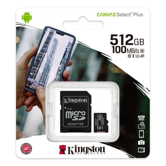 ✔ของแท้✔ 512GB MICRO SD CARD (ไมโครเอสดีการ์ด) KINGSTON CANVAS SELECT PLUS (SDCS2/512GB)
