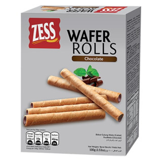 เซส ขนม เวเฟอร์แท่ง สอดไส้ช็อคโกแลต 100 กรัม - Wafer Rolls Chocolate 100g Zess brand