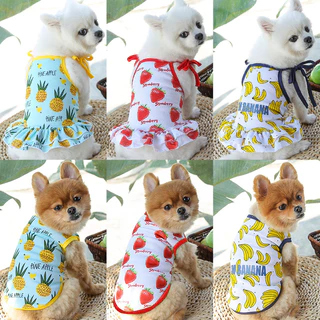 เสื้อสัตว์เลี้ยง กระโปรงสัตว์เลี้ยง หมา แมว ลายแตงโม กล้วย สัปปะรด เป็ด พร้อมส่ง T-001 SK-001