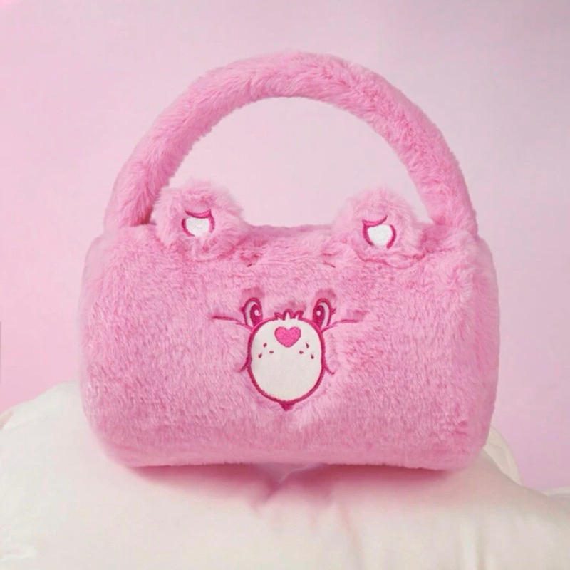พร้อมส่ง แท้ กระเป๋าถือแคร์แบร์ทรงหมอนมีหูขนนุ่ม