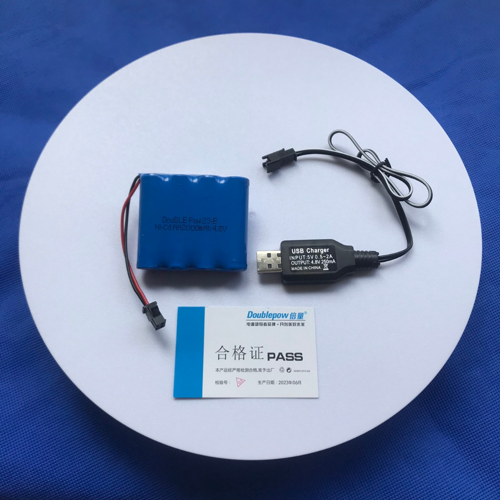 ถ่านชาร์จ Ni-Cd  4.8V  2000mAh  ขั้วSM (ถ่านเกรด A มีประกันทุกก้อน) + เครื่องชาร์จ USB