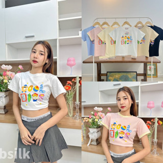 ZAPSHOP ป้าย Lab เสื้อครอปสกรีนลาย COOL