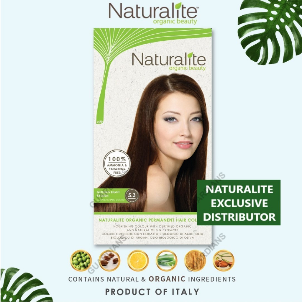 เนเชอรัลไลท์ สีย้อมผมออร์แกนิคแท้ -5.3GOLDEN LIGHT BROWN (**NO PARABENS, NO RESORCINOL, NO AMMONIA, NO PPD)