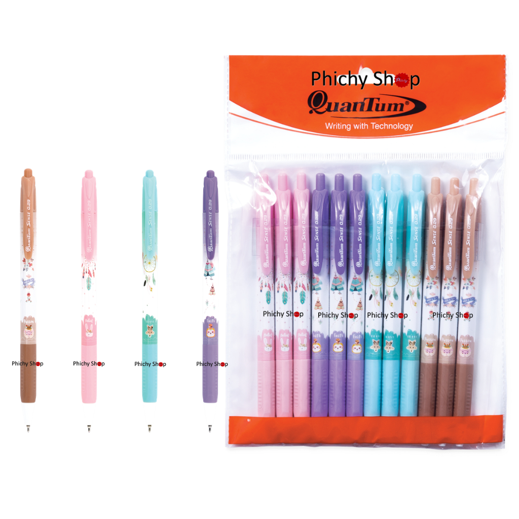 🌸ปากกาลูกลื่นควอนตั้ม Quantum รุ่น Rhythm 0.5 mm (แพค 12 ด้าม)
