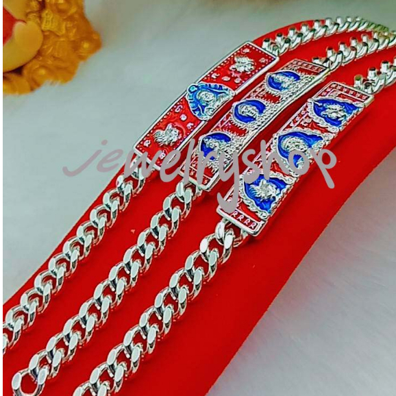 CW129 สร้อยข้อมือเลทหลวงพ่อรวย งานปั๊ม ตะขอ 925