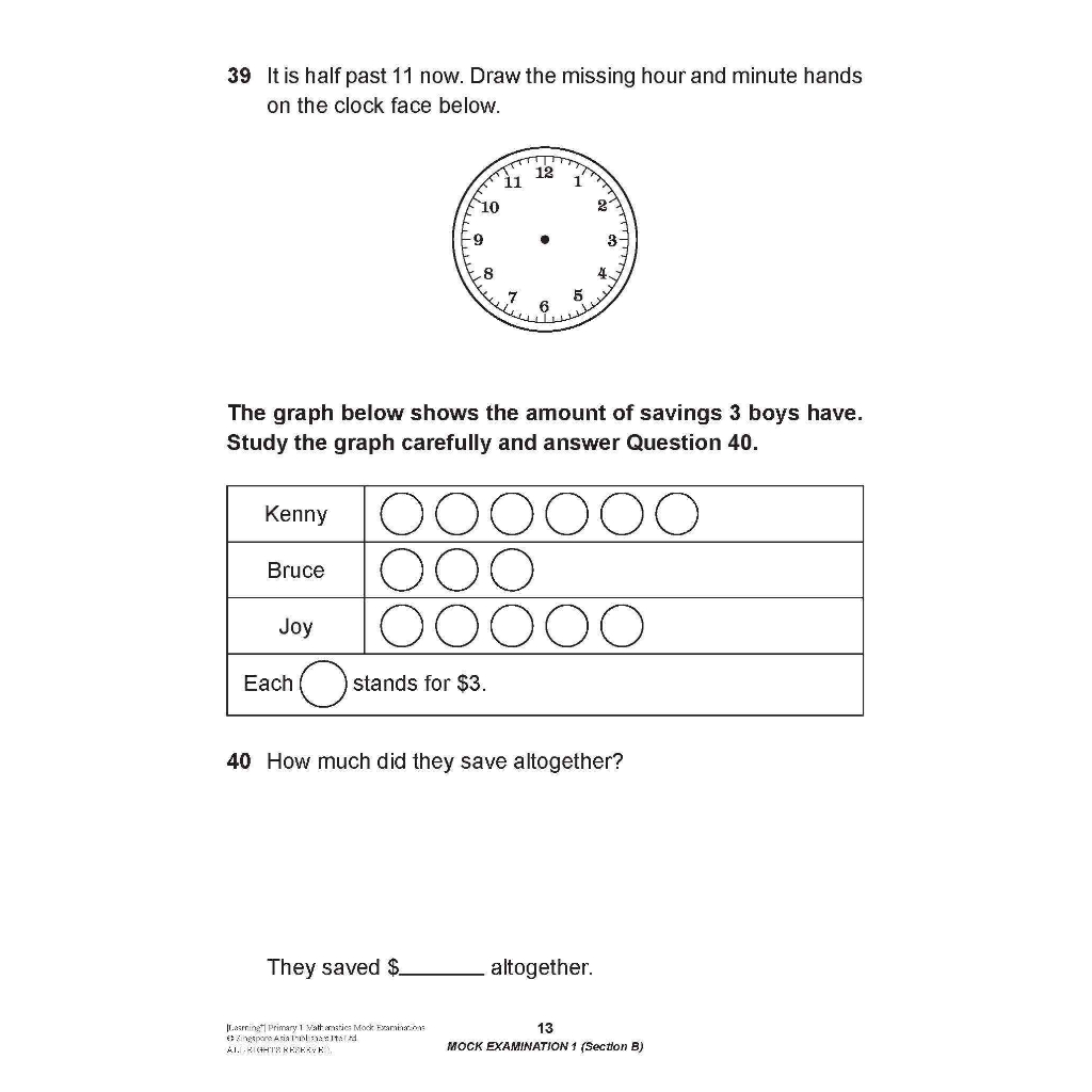 Global Education แบบทดสอบคณิตศาสตร์ภาอังกฤษ ป.1 LEARNING+ Primary 1 Mathematics Mock Examinations - รูปที่ 6