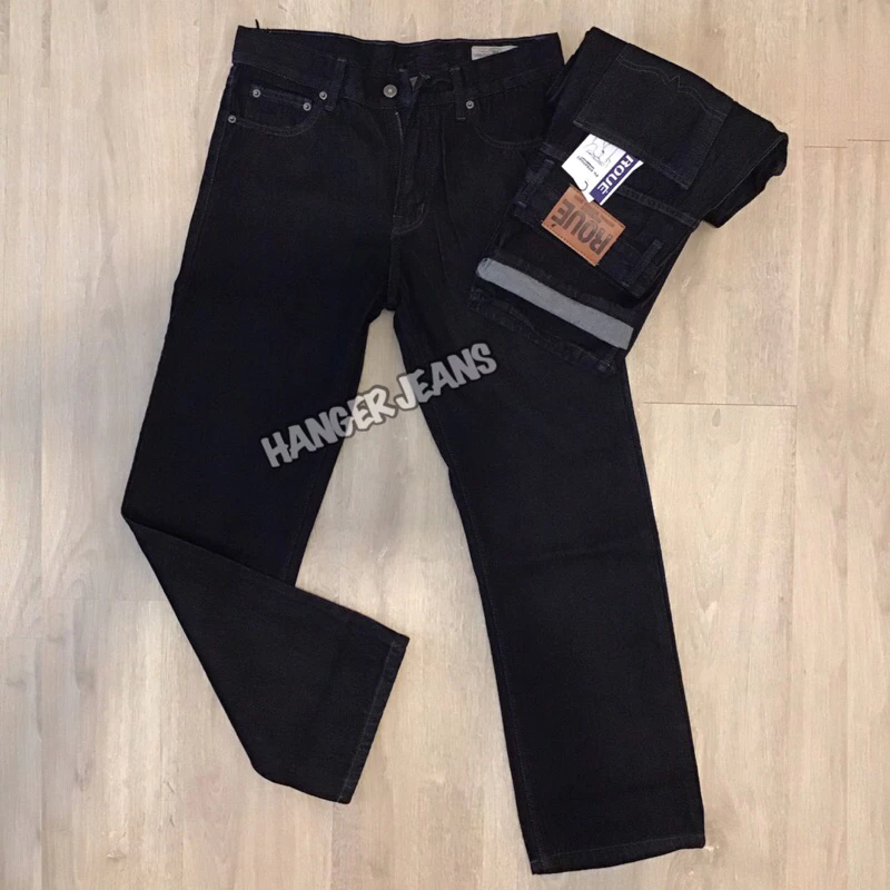 กางเกงยีนส์ ทรงกระบอกใหญ่ ด้ายเทา รุ่นROUE’Basic ผ้า14-15 oz เป้าซิป
