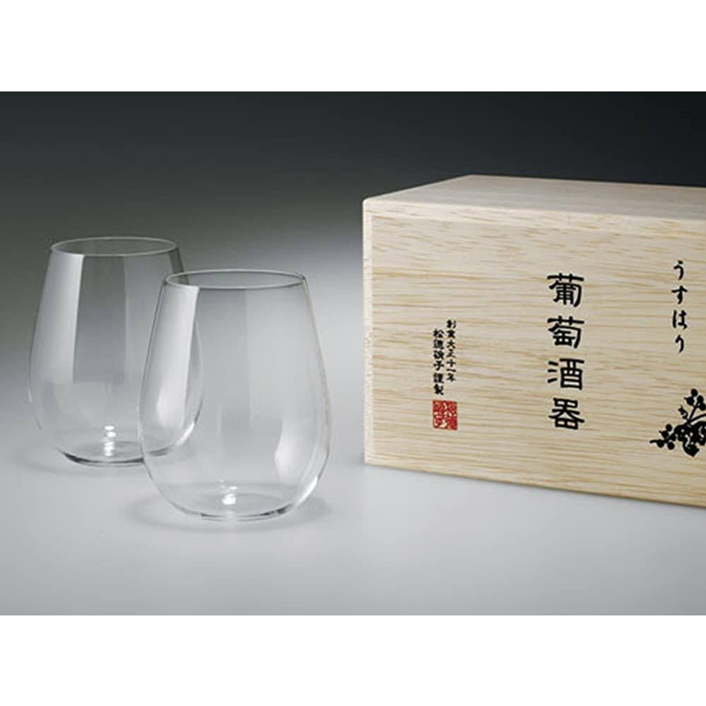 สินค้ามีตำหนิSHOTOKU GLASS pair of wine glasses (2 wooden boxes)