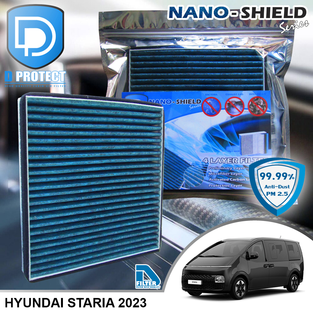 กรองแอร์ Hyundai ฮุนได Staria 2023 สูตรนาโน ผสม คาร์บอน (D Protect Filter Nano-Shield Series) By D Filter (ไส้กรองแอร์)