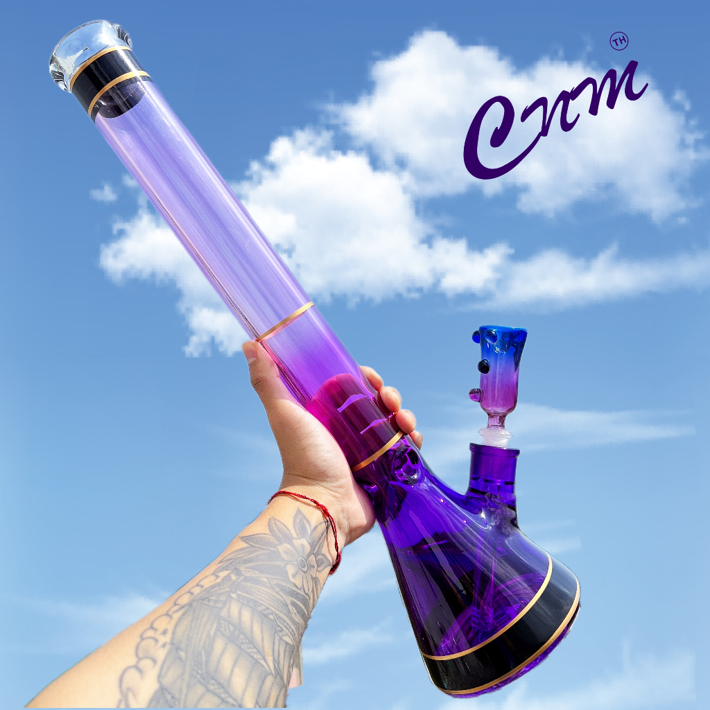 บ้องแก้วหนา7มิล！51CM พร้องโจ๋แต่ง！ ขนาดใหญ่ สายเขียว หลอดวิทยาศาสตร์ โจ๋ BONG GLASS 14MM