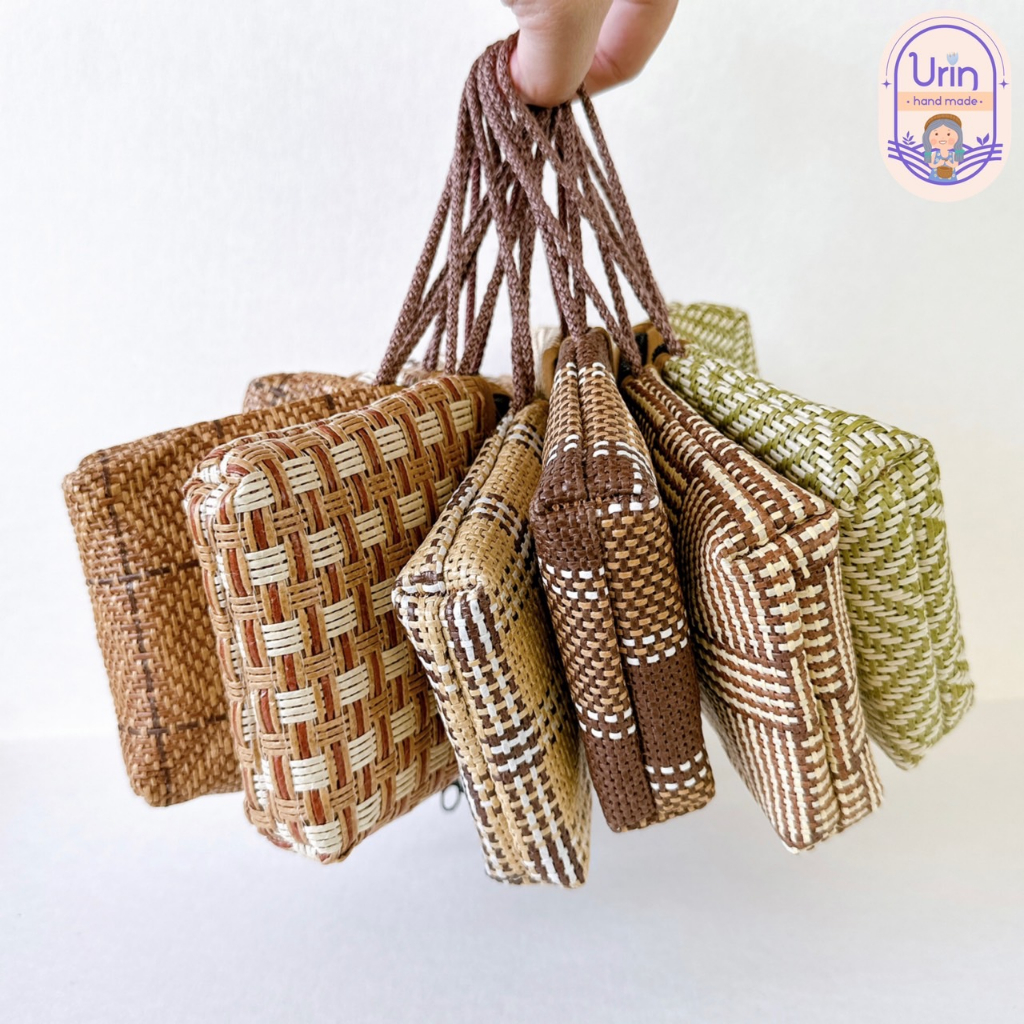 กระเป๋าสตางค์สาน แฮนด์เมด Handmade ซิปตรง ซิปโค้ง