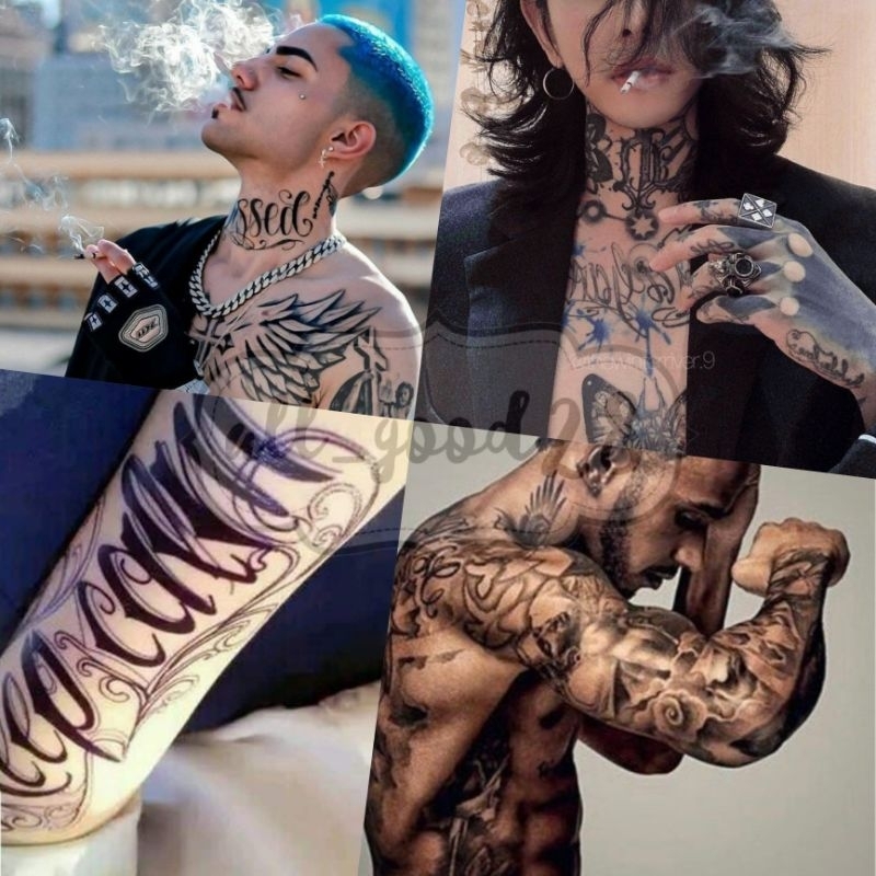 Tattoo sticker สติ๊กเกอร์รอยสัก อักษร #1