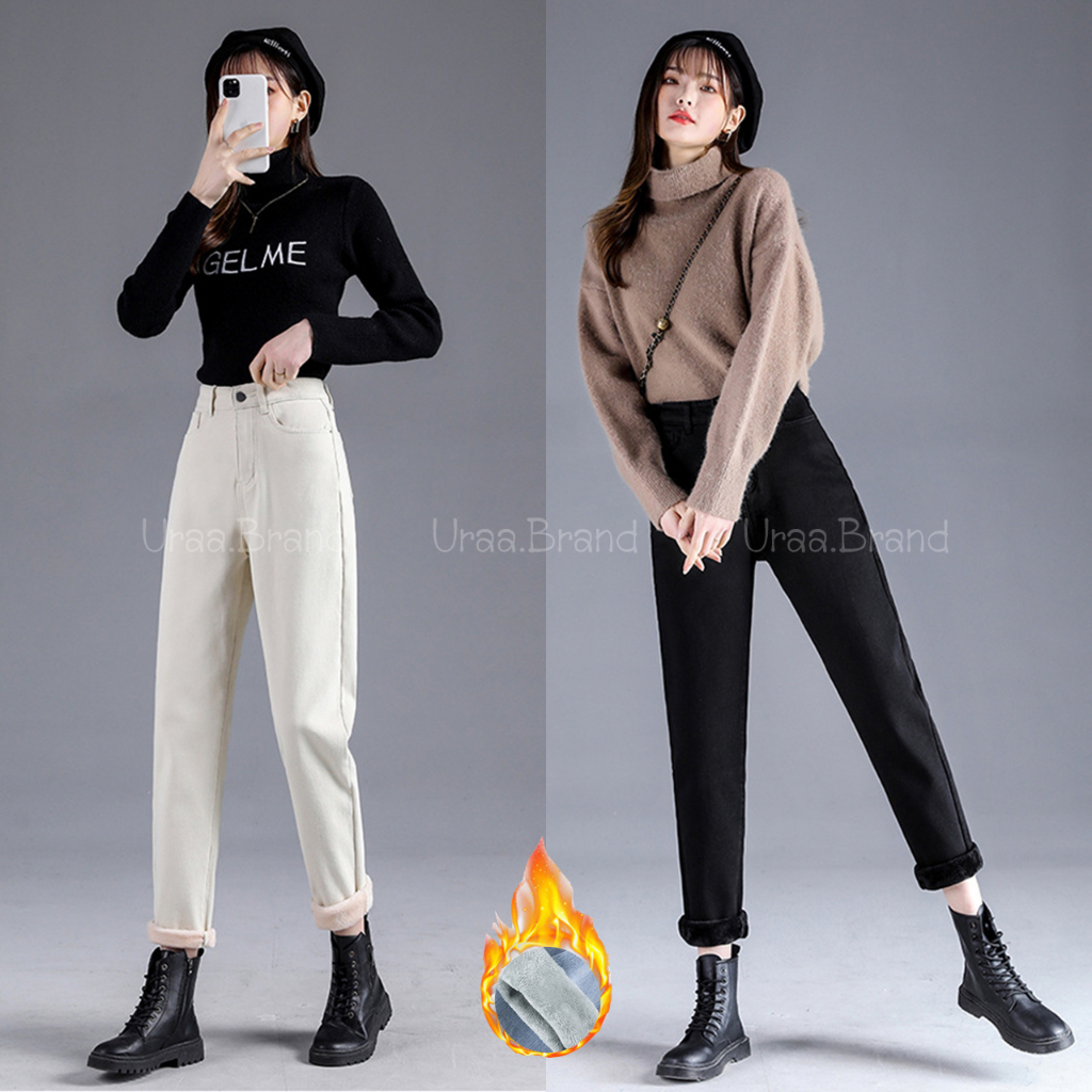 24-34 นิ้ว / กางเกงยีนส์บุขน กางเกงขายาวบุขน ยีนส์ทรงบอย รุ่น 912 Boy Jeans Pant