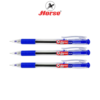 Horse(ตราม้า) ปากกาลูกลื่น กด ตราม้า 0.7 mm. H-801 ด้ามใส มีสีน้ำเงิน/ดำ/แดง จำนวน 1 ด้าม