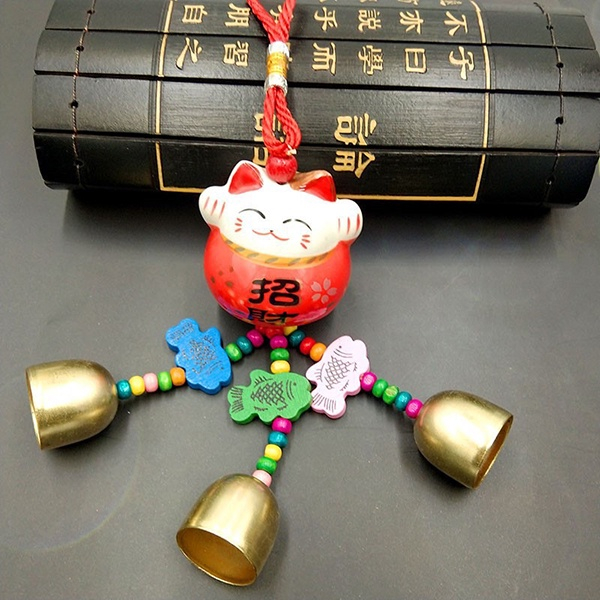 กระดิ่งแมวนำโชค โมบายแมวกวักเซรามิค แมวนำโชค สำหรับเสริมฮวงจุ้ย เสริมดวง - รูปที่ 4