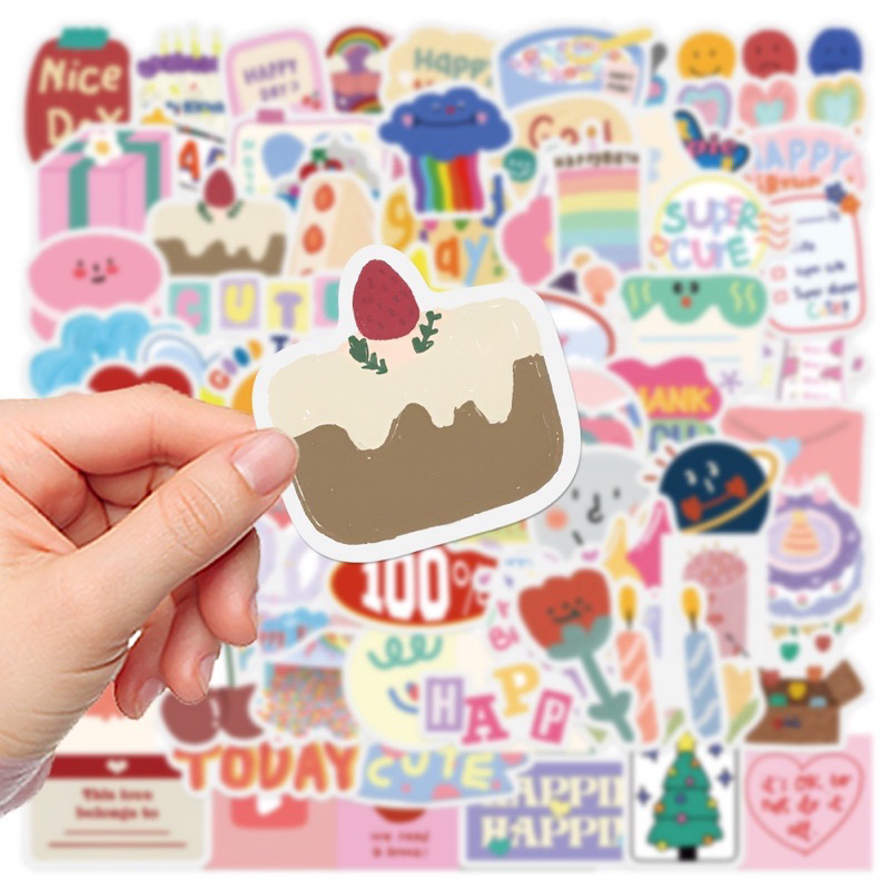 พร้อมส่ง สติ๊กเกอร์ HBD น่ารัก 90 ชิ้น สติ๊กเกอร์ไดคัท PVC กันน้ำ สติ๊กเกอร์การ์ตูน DIY ราคา ถูกที่สุด ดีลบีเคเค แกลเลอรีภาพที่ 2