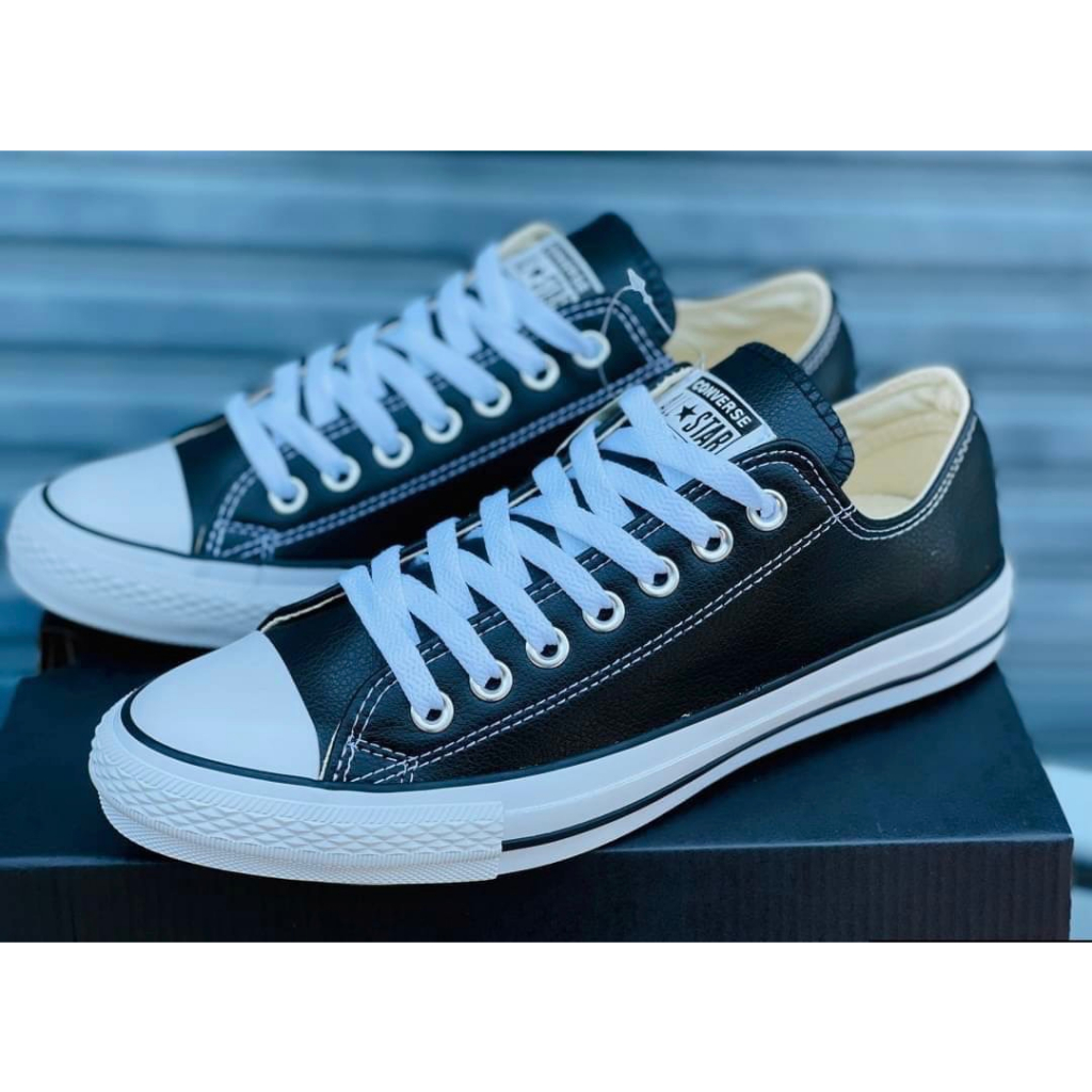 Converse all star แท้100% เป็นหนังสีดำ [มีบริการเก็บเงินปลายทาง]