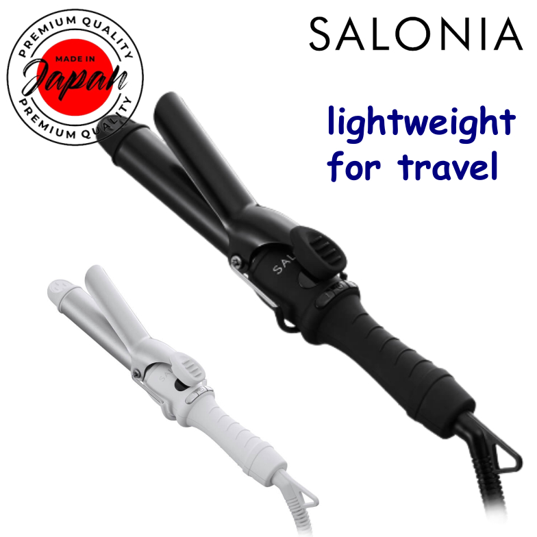 Salonia ที่ม้วนผมเซรามิก ขนาดเล็ก น้ําหนักเบา สําหรับเดินทาง 100 C~210 C Sl-011C [สีดํา ขาว] [ส่งตรง