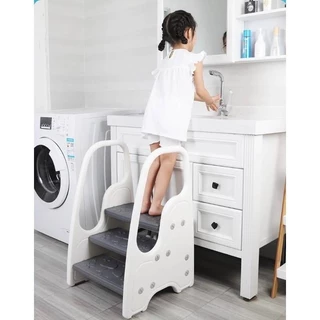 พร้อมส่ง บันไดสำหรับเด็ก บันได 3 ขั้น step stool รุ่นปรับชั้นบนเป็นลูกตั้งกันตก ให้เหลือ2ขั้นได้