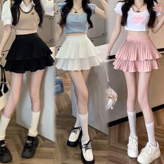 Cherry✨พร้อมส่ง✨กระโปรงพลีทสั้น JK เค้ก เอวสูง ผ้าดี เซ็กซี่…