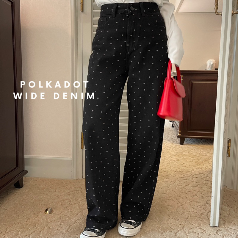 #กางเกงยีนส์ #กางเกงเอวสูง #กางเกงลายจุด #Polkadot #เดนิม
