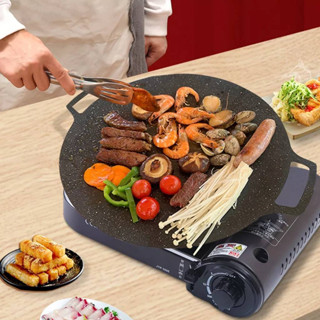 กระทะปิ้งย่างทรงแบนสำหรับเตาแก๊ส พกพาสะดวก สไตล์เกาหลี มี2ขน…