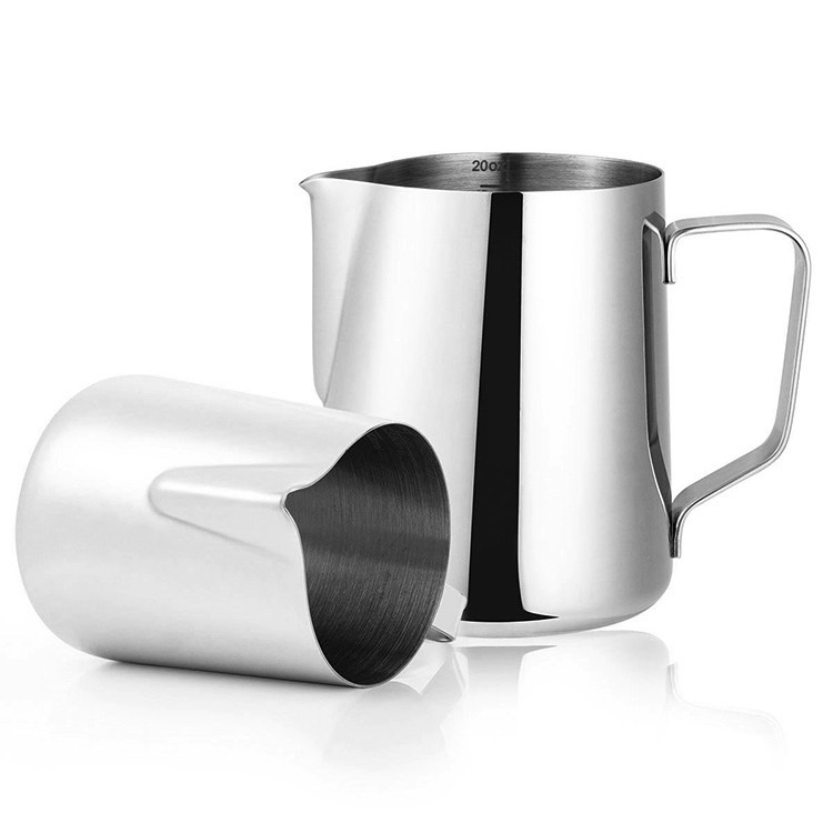 เหยือกตีฟองนม แบบสแตนเลสขนาด 350ml / 600ml / 1000ml ถ้วยตีฟองนม  304 Stainless Steel Pitcher พิชเชอร์